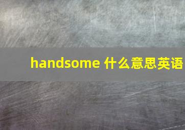 handsome 什么意思英语